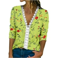 Qilakog ženska rukav ležerne majice ljetna ruffle obična čipka V-izrez Loop FIT TEE bluza na vrhu ženske