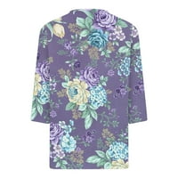 Ženske plus veličine mramorne rukav za rukav V V izrez Labavi bluza padaju košulje izlazite tunike TEES TESHIrts Purple XL