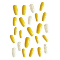 Lažni noktilni salon za nokte žuti čvrsti nokat sa cvjetnim tiskom za datumu Trgovina podudaranje