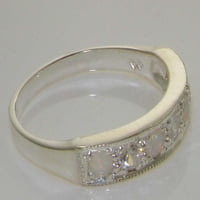 10k bijeli zlatni kubiczirkonijski i opal ženski bend prsten - veličine do raspoložive