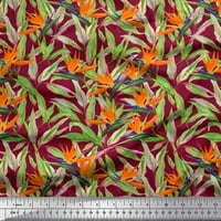 Soimoi Rayon Crepe lišće tkanine i tropske cvijeće akvarel za cvijeće tiskane tkanine širom dvorišta