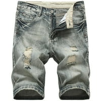 Guvpev Muške Jeans Hotsas Ripped Jeans Kratke pantalone Ljetni slobodno vrijeme Right Jeans - Siva 30