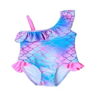 Colisha Little Girl Bath Suits Ruffle Bikini set jednog ramena mekog kostimu Two odmorice Comfy tiskani