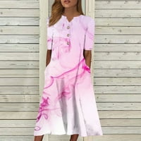 Ženska ljetna casual tiska modna V-izrez kratkih rukava s kratkim rukavima ružičasta ružičasta s