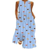 Žene Long Maxi Haljine V Rezervoar za vrat Haljina bez rukava Summer Beach Sandress Loose cvjetni print