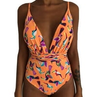 Ženski kupaći kostimi seksi podstavljeni bikini push up zavoj jedan kupaći kostim za žene narandžaste
