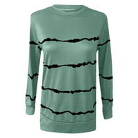 Plus veličina zazor dugih rukava, ženska majica s dugim rukavima Ljetna štampa labava bluza Green 8