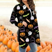 Kardigani za žene Trendy Fall Plus veličina dugih rukava ženski džemperi srednje dužina Halloween Graphic