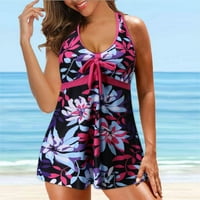 FESFESFES Plus size kupaći kostim za žene cvjetni print Halter Split kupaći kostim Bikini Print Beach