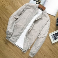 Tking Fashion Fashion Muškarci Ležerne prilike sa čvrstom jaknom sa dugim rukavima - Grey XXXL