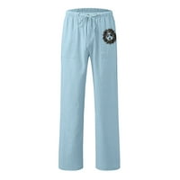 Xinqinghao Lounge Hlače muške ležerne suncemsko tiskane pantalone pune duljine džep džepne vučne pantne