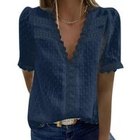 Zpanxa Womens T košulje Modne žene Ležerne prilike Majica kratkih rukava V-izrez Bluza Bouse Womens