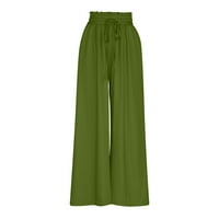 Symoidni ženski pune dužine casual hlače visoke čvrstote sa džepovima čišćenje zelenih juniors Hlače