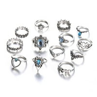 Zirkonski prsten Zircon Trend Retro nakit srebrni spojevi plavi metalni modni prstenovi za žene Metal Srebro