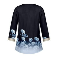 Ženski vrhovi i bluze rukav čipka V-izrez Patchwork Print Tunic Osnovne ženske bluze i vrhovi casual