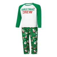Suaumret Božićna porodica Pajamas Podudarni setovi s dugim rukavima pisma na vrhu hlače za spavanje Loungewear PJS Green Dad-XL