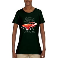 Ford 'Gran Torino Vintage automobili i kamioni Ženske grafičke majice, Šumski zeleni, srednji