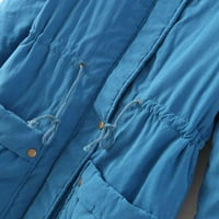Lovskoo pamučni kaput Ženske tipke dugih rukava, čvrsti džepovi kaputi plus fleece jaknu odjeću