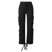 DrpGunly New Traperice Wide noga ravna deminska teretna hlače Ležerne pantalone sa džepom Žene Jeans