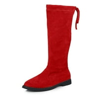 Oucaili Girls Klee High Boots Dječje Chunky Niske potpetica modne zimske cipele Red 8c