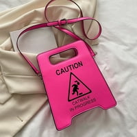 Feiboyy Modni prilagođeni upozorenje Oprez Oblik Žene ručne torbe Crossbody Bag