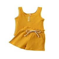 Toddler Baby Girl Ribded Outfits 3Y 4Y 5Y 6Y bez rukava Top + nacrtavanje elastičnih struka Hlače Hlače
