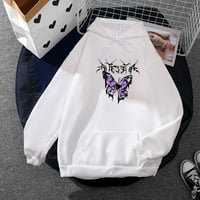 FVWitlyh Anime Hoodetie Casual Loose Fit džepne košulje za žene Slatka mama medvjeda bijeli medij