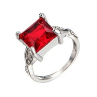 Chaolei prsten za žene Veličina crvene dragulj prsten srebrni u obliku rezanog u obliku drvene zasljepljujuće