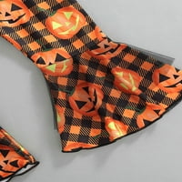 Gwiyeopda Kids Dječji djevojčice Halloween odijelo Postavi bundeve print okrugli vrat dugih rukava +