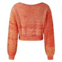 Žene Jesen Zima Šareni dugi rukav V vrat otvoren pupak džemper i duks za žene