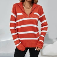 Simplmasygeni Ženski pulover dugih rukava s dugim rukavima V-izrez Loose patent zatvarača Hedging Ležerne