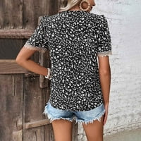 Ljetne vruće košulje za žene Ljeto Ženski V izrez Nepravilni čipkasti vrat Ispiši laganu casual ulične