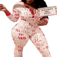 Žene dugih rukava Božića Ješine Jumpsuits pidžama V izrez Romper homo odjeća
