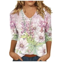 Bluze Fragarn za žene, ženski okrugli rukav za rukav za ruke ljetni odmor T košulje cvijeće plus veličine