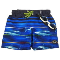 Zeroxposur Boys Blue Shark ploča Shorts Swim Trunks set sa naočarima MALE 4