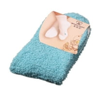 PXIAKGY SOCKS za žene Žene Boja Djevojke Podni topli kućni čarapi krevet Mekane zimske čarape Sky Blue