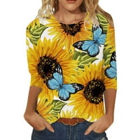Olyvenn Save Big Tunic T majice za žene Modne dame bluza Slim Fit Ležerne prilike Raglan rukav cvjetni
