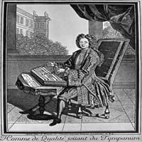 Dulcimer, C1600. Nfrench prikazuje se da se svira dulcimer. Graviranje, 17. vek. Poster Print by