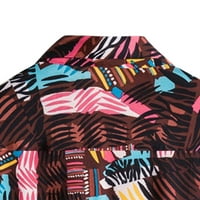 Muška povremena geometrijska košulja za ispis dugih rukava s dugim rukavima na vrhu navratnika na vrhu Crotch dugme Bodysuit, XXL