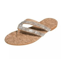 Asdoklhq Ženska obuća ispod $ 20Sandals ravne kristalne papuče od ravnog rhinestone Comfy Beach Roman
