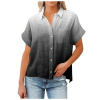 Ležerna bluza V-izrez Čvrsti vrhovi kratki rukav ljeto za žene crna 2xl