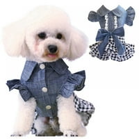 Prettyui Proljeće za kućne ljubimce odjeća za pse Drešene haljine Jeans suknja Mala haljina za pse Puppy