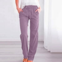 Ženske hlače velike struke u širokim nogama Ležerne prilike elastične pantalone udobne ravnotežne pantalone s džepovima