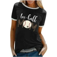 Mchoice bejzbol mama T majice, ženski kratki rukav okrugli vrat tiskani bejzbol mama, labav ljetni vrhovi