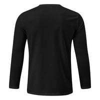 Ketyyh-Chn Muški dugi rukav vrhovi pulover posada izrez opuštena fit majica crna, 3xl