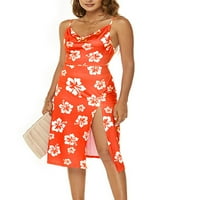 Sanviglor Women duge haljine bez rukava s bez rukava V izrez Ljeto plaže Sunderss Wrap Holiday Orange