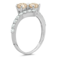 1. CT sjajan okrugli rez Clear Simulirani dijamant 18k bijeli zlatni pasijans sa Accentima prsten sz