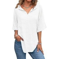 DTIDTPE Cardigan za žene, V izrez Košulje Pamuk posteljina za bluzu za bluzu Ljeto Loose Fit Ležerne