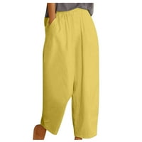 Dianli ženske hlače ravno trendi ulična odjeća s džepom pamučne posteljine elastične vučne vučne noge