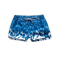 Groanlook muškarci Ljetne hlače High Squik dno nacrtaju kratke hlače od lakih plaža SRENO Slobodno vrijeme Mini pantalone Havajski cvjetni otisak od plaže ženke blijedo plavo perje m